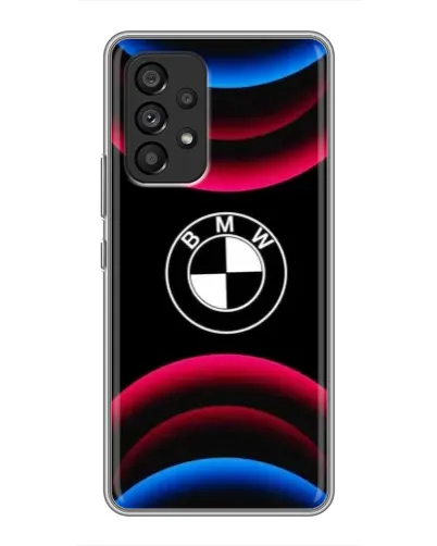 Чехол для Samsung Galaxy A53 (5G) с картинкой «Логотип BMW и неоновые дуги»