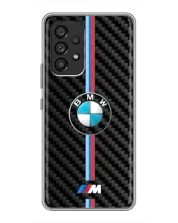 Чехол для Samsung Galaxy A53 (5G) с картинкой «Эмблема BMW и карбон»