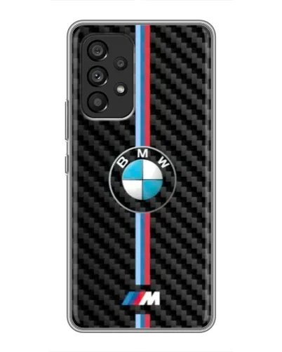 Чехол для Samsung Galaxy A53 (5G) с картинкой «Эмблема BMW и карбон»