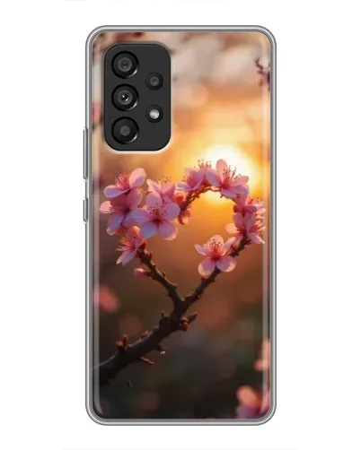 Чохол для Samsung Galaxy A53 (5G) з картинкою «Рожевий цвіт  сердечко на тлі заходу»