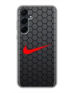 Чехол для Samsung Galaxy A55 с картинкой «Nike — карбоновая сетка»