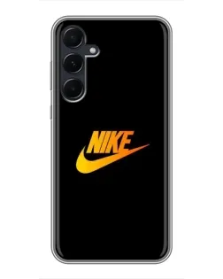 Чехол для Samsung Galaxy A55 с картинкой «Золотой логотип Nike»