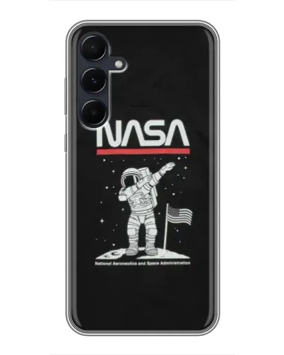Чехол для Samsung Galaxy A55 с картинкой «NASA — шагаем по Луне»