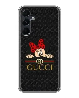 Чехол для Samsung Galaxy A55 с картинкой «Минни Маус Gucci — черный»