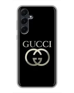Чехол для Samsung Galaxy A55 с картинкой «Gucci — золото на черном» Чехол для Samsung Galaxy A55 с картинкой «Gucci — золото на черном»