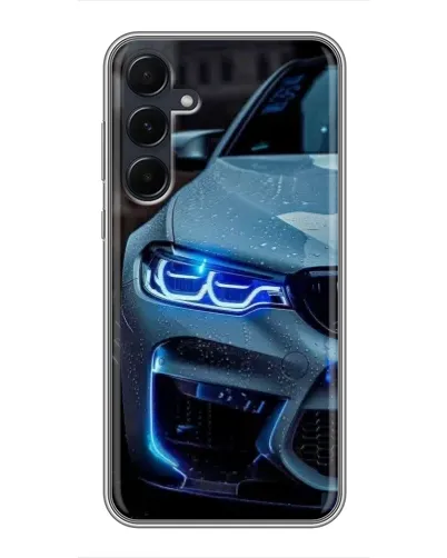Чехол для Samsung Galaxy A55 с картинкой «Взгляд BMW с синими фарами» Чехол для Samsung Galaxy A55 с картинкой «Взгляд BMW с синими фарами»