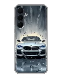 Чехол для Samsung Galaxy A55 с картинкой «BMW в свете фар»