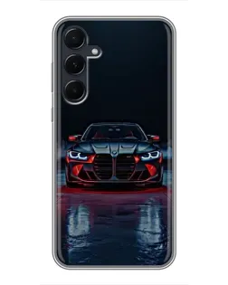 Чехол для Samsung Galaxy A55 с картинкой «BMW на мокрой дороге»