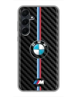 Чехол для Samsung Galaxy A55 с картинкой «Эмблема BMW и карбон»