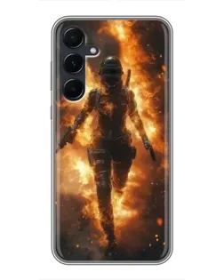Чехол для Samsung Galaxy A55 с картинкой «BMW — скорость в дожде»