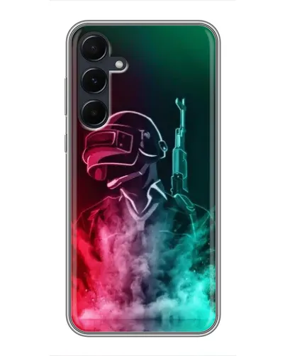 Чехол для Samsung Galaxy A55 с картинкой «PUBG — огненный воин»