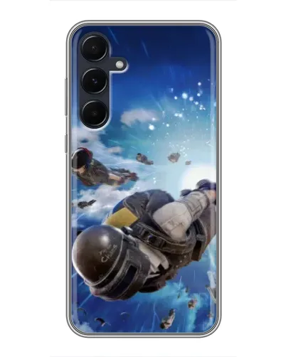 Чехол для Samsung Galaxy A55 с картинкой «Десант PUBG — прыжок»