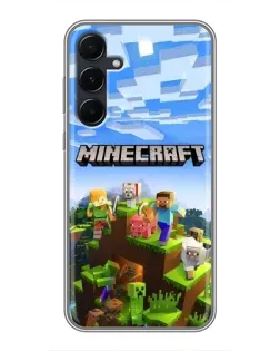Чехол для Samsung Galaxy A55 с картинкой «Minecraft классический мир»