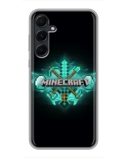 Чехол для Samsung Galaxy A55 с картинкой «Minecraft Diamond лого»