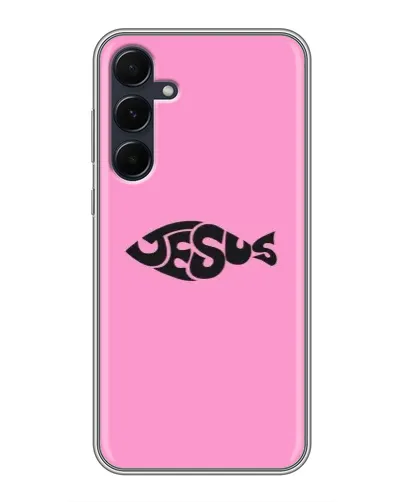 Чехол для Samsung Galaxy A55 с картинкой «Розовый символ  Jesus»