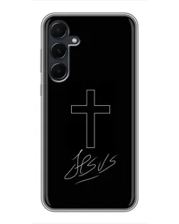 Чехол для Samsung Galaxy A55 с картинкой «Графический крест Jesus» Чехол для Samsung Galaxy A55 с картинкой «Графический крест Jesus»
