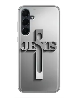 Чехол для Samsung Galaxy A55 с картинкой «Металлический крест Jesus» Чехол для Samsung Galaxy A55 с картинкой «Металлический крест Jesus»
