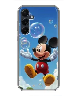 Чехол для Samsung Galaxy A55 с картинкой «Mickey и мыльные пузыри»
