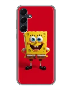 Чехол для Samsung Galaxy A55 с картинкой «Спанч Боб на красном»