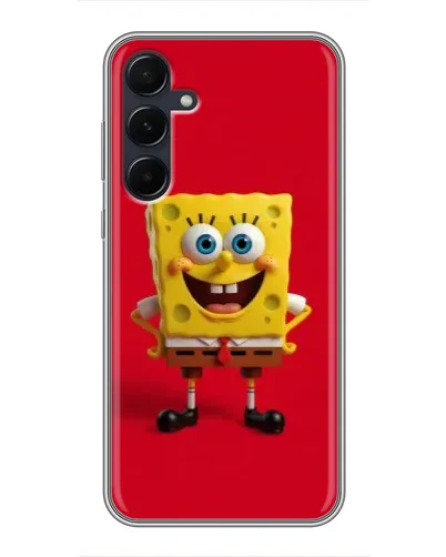 Чехол для Samsung Galaxy A55 с картинкой «Спанч Боб на красном»