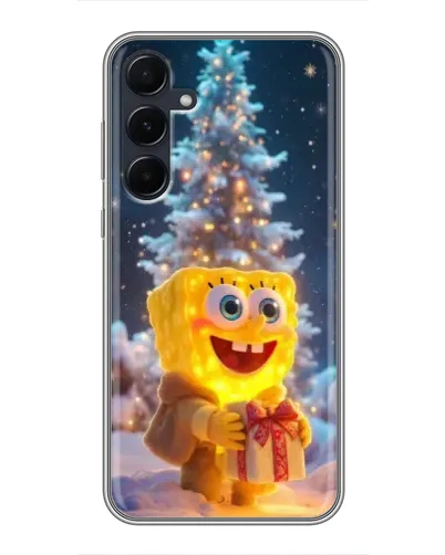 Чехол для Samsung Galaxy A55 с картинкой «Рождественский Спанч Боб»