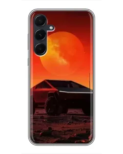 Чехол для Samsung Galaxy A55 с картинкой «Cybertruck на Марсе»