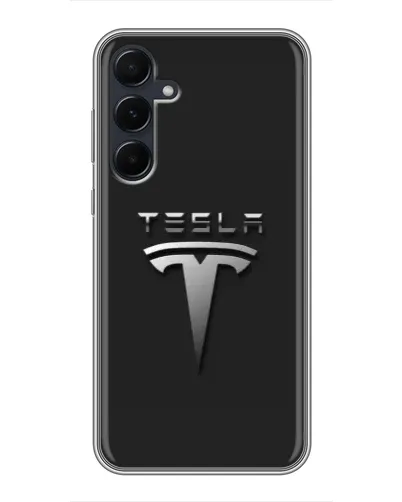 Чехол для Samsung Galaxy A55 с картинкой «Стальной логотип Tesla» Чехол для Samsung Galaxy A55 с картинкой «Стальной логотип Tesla»