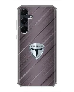 Чехол для Samsung Galaxy A55 с картинкой «Металлическая текстура Tesla»