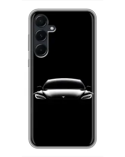 Чехол для Samsung Galaxy A55 с картинкой «Фары Tesla Night»