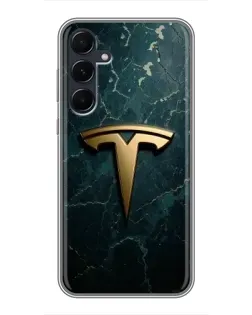 Чехол для Samsung Galaxy A55 с картинкой «Мраморная Tesla Gold»