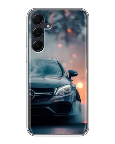 Чехол для Samsung Galaxy A55 с картинкой «Mercedes — ночной город»