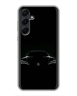 Чехол для Samsung Galaxy A55 с картинкой «Mercedes — силуэт авто» Чехол для Samsung Galaxy A55 с картинкой «Mercedes — силуэт авто»