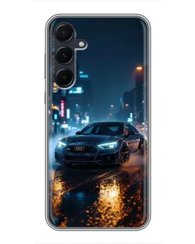 Чехол для Samsung Galaxy A55 с картинкой «Ночной город и Audi»