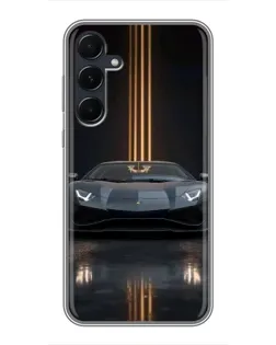 Чехол для Samsung Galaxy A55 с картинкой «Lamborghini золотые линии»