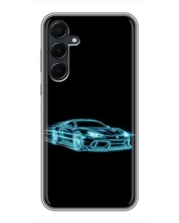 Чехол для Samsung Galaxy A55 с картинкой «Неоновый контур Lamborghini»