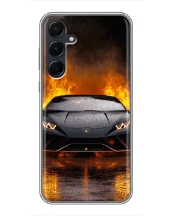 Чехол для Samsung Galaxy A55 с картинкой «Lamborghini в огне»