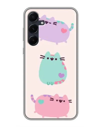Чехол для Samsung Galaxy A55 с картинкой «Pusheen трио»