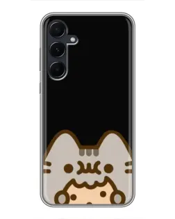 Чехол для Samsung Galaxy A55 с картинкой «Пушин на черном»