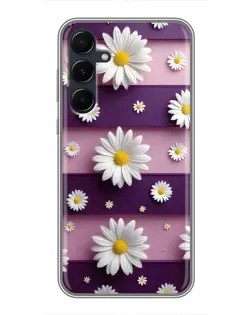 Чехол для Samsung Galaxy A55 с картинкой «Ромашки на фиолетовом»