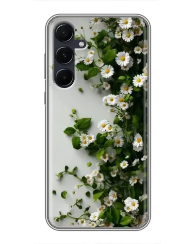 Чехол для Samsung Galaxy A55 с картинкой «Ветка мелких белых цветов»