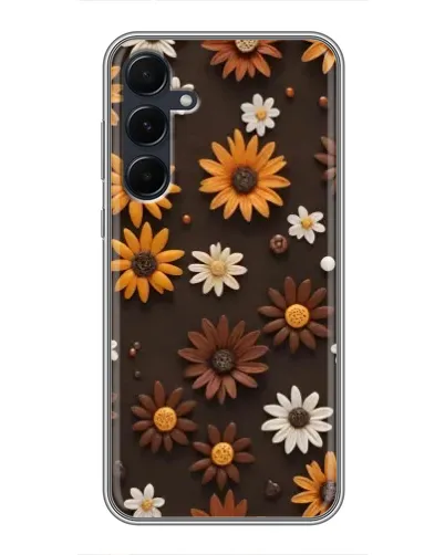 Чехол для Samsung Galaxy A55 с картинкой «Узор из маленьких подсолнухов»