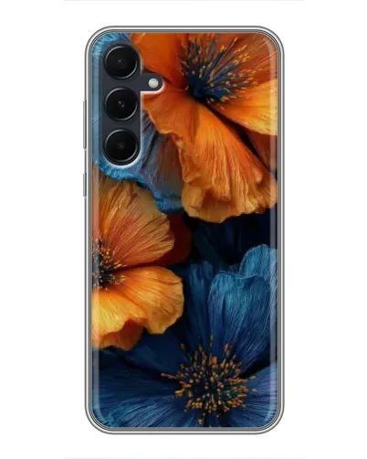 Чехол для Samsung Galaxy A55 с картинкой «Яркая сине-оранжевая флора» Чехол для Samsung Galaxy A55 с картинкой «Яркая сине-оранжевая флора»