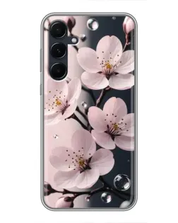 Чехол для Samsung Galaxy A55 с картинкой «Нежная сакура и капли»