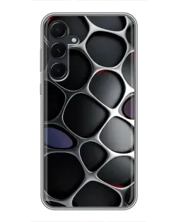 Чехол для Samsung Galaxy A55 с картинкой «Объемная темная решетка»