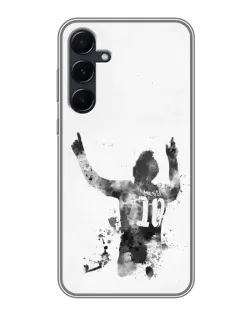 Чехол для Samsung Galaxy A55 с картинкой «Черно-белый силуэт Месси» Чехол для Samsung Galaxy A55 с картинкой «Черно-белый силуэт Месси»