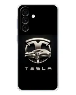 Чехол для Samsung Galaxy A56 5G с картинкой «Tesla — серебристое авто»