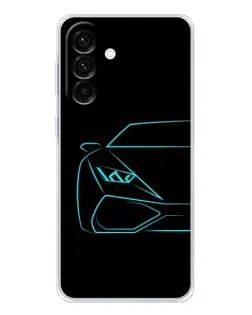 Чехол для Samsung Galaxy A56 5G с картинкой «Голубой силуэт Lamborghini»