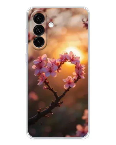 Чехол для Samsung Galaxy A56 5G с картинкой «Розовый цвет сердце на фоне заката»