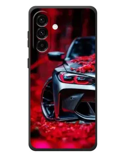 Чехол для Samsung Galaxy A57 с картинкой «Спортивная BMW и цветы»