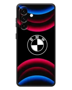 Чехол для Samsung Galaxy A57 с картинкой «Логотип BMW и неоновые дуги»